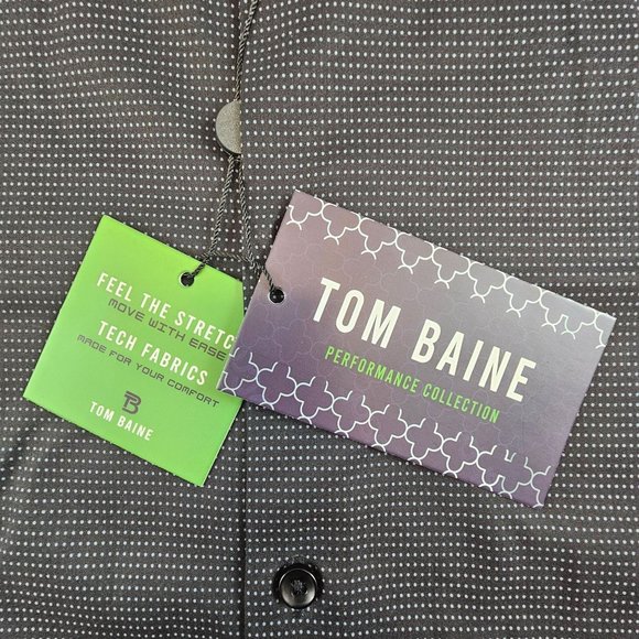 Tom Blaine Shirt Mens XL Black Dotted Button Performance Collection Slim Fit NEW - Picture 9 of 12